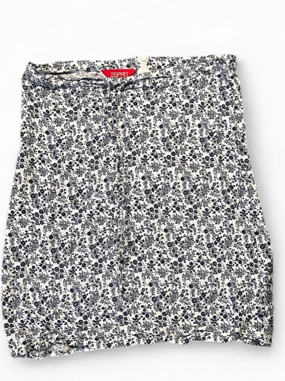 Esprit White and Navy Floral Mini Skirt